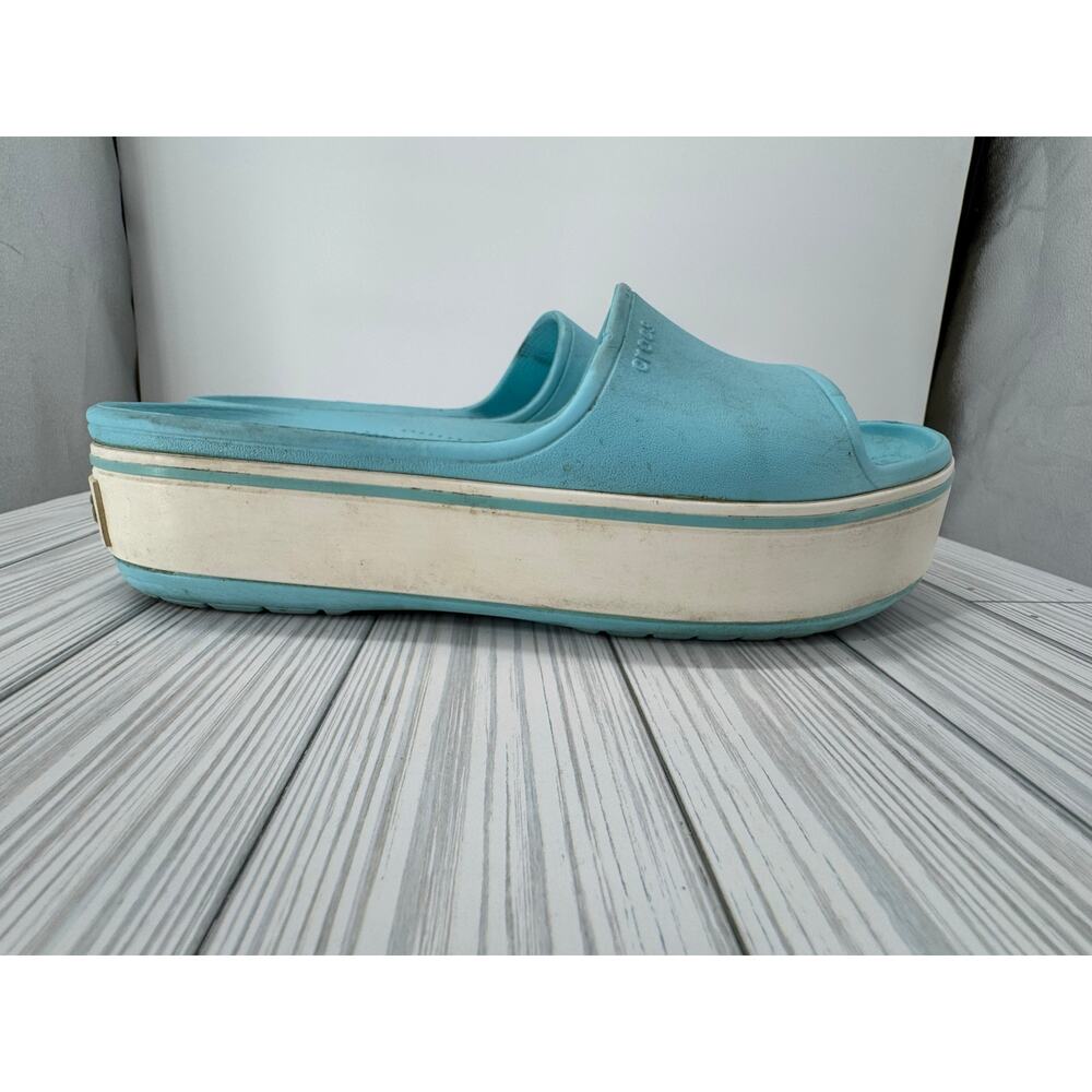 Crocs Crocband Platform Women Sz 11 Slides Blue Sandal Comfort Shoes Waterproof